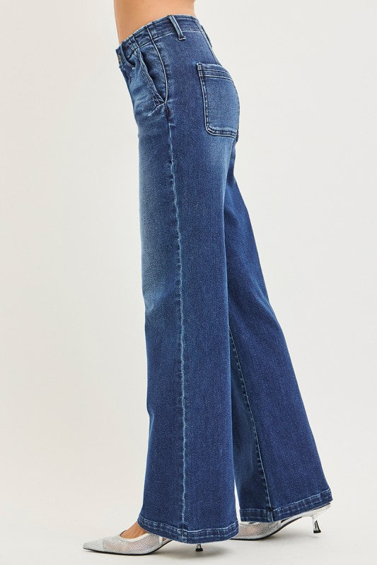 Born To Dream Dark Wash Wide Leg Risen Jeans