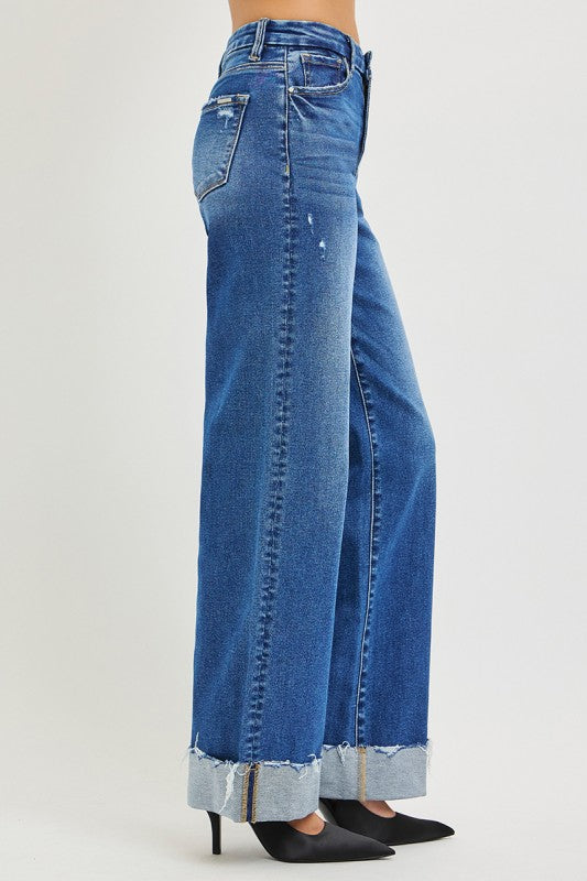 At Least Meet Me In The Medium Wash Wide Leg Risen Jeans