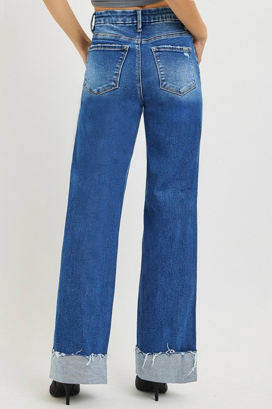 At Least Meet Me In The Medium Wash Wide Leg Risen Jeans