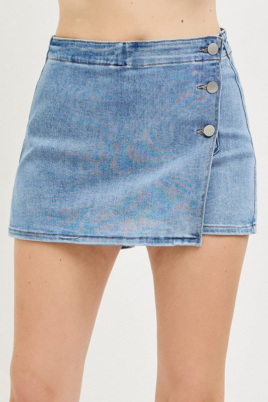 Dim The Lights Denim Risen Skort