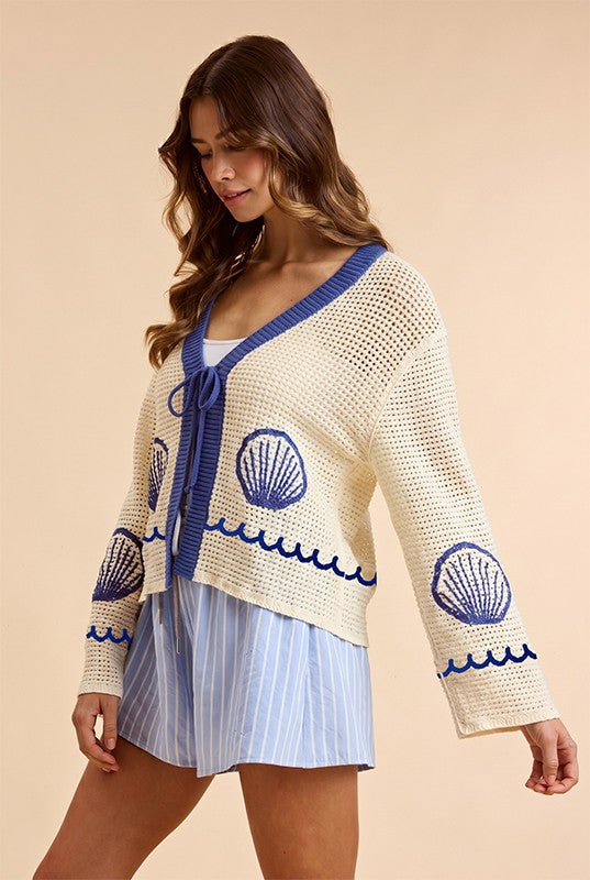 Sea Ya Later Shell Knit Cardigan