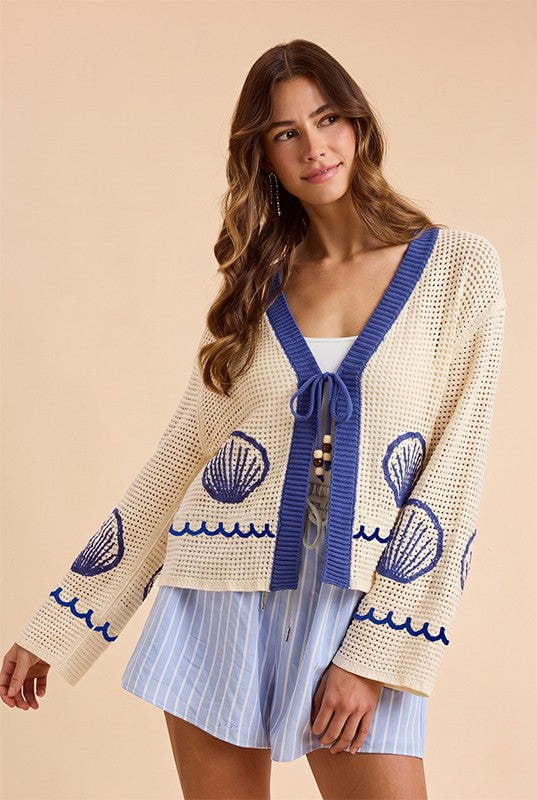 Sea Ya Later Shell Knit Cardigan