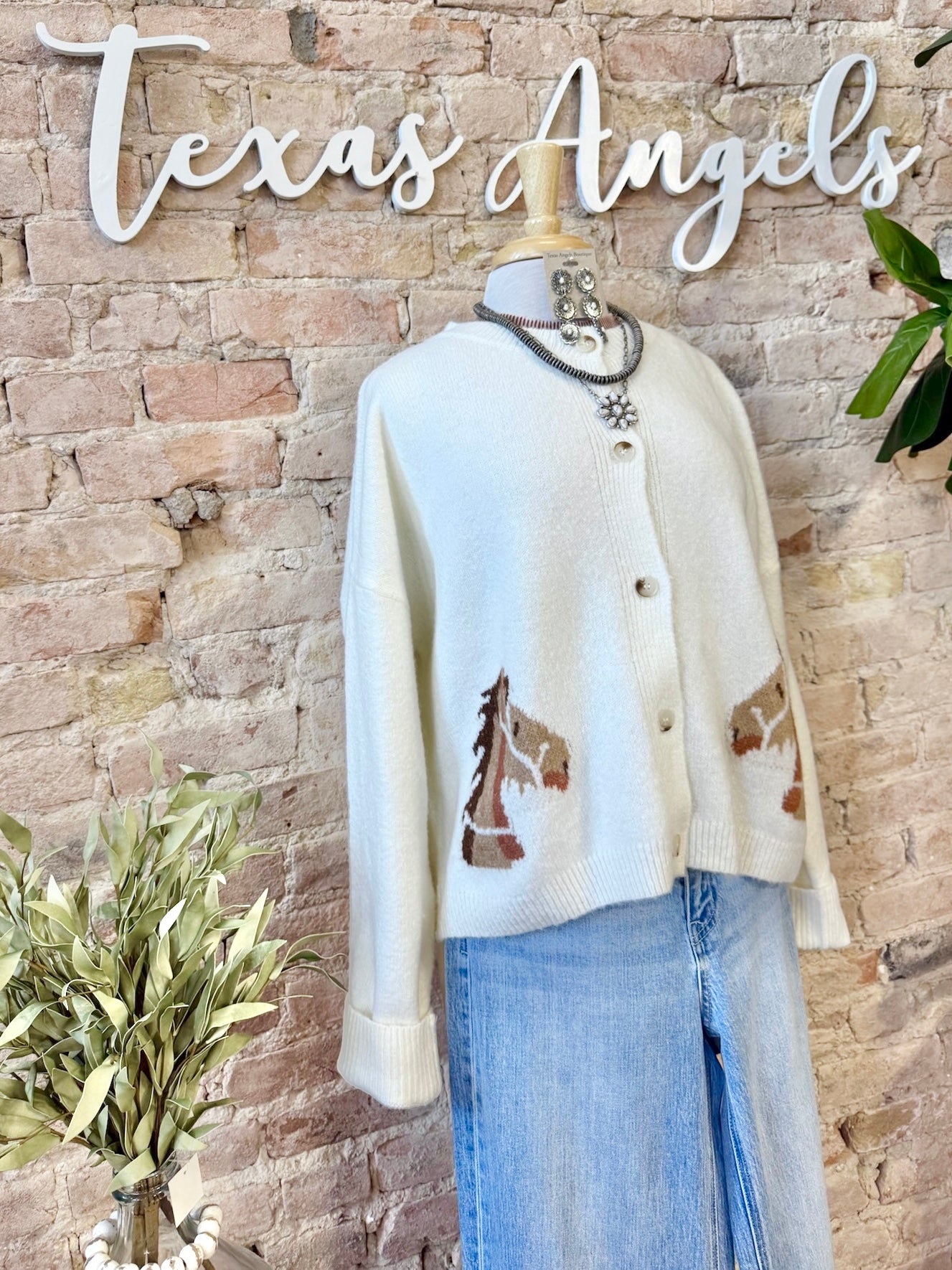 Girls Gotta Do What A Girls Gotta Do Ivory Horse Sweater