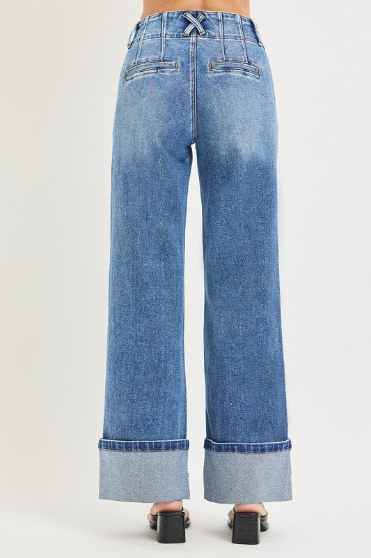 Laid Back Light Wash Wide Leg Risen Jeans