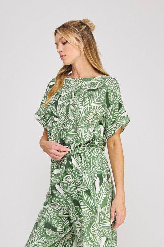 Outskirts Of Paradise Palm Tree Printed Blouse