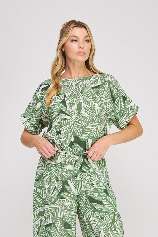 Outskirts Of Paradise Palm Tree Printed Blouse