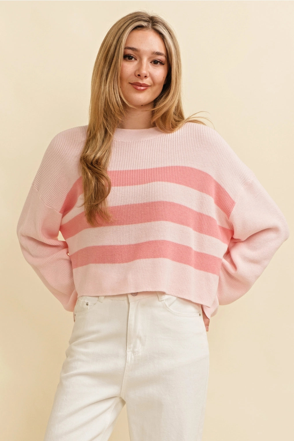 40% Off - Pinky Promise You Pink Striped Sweater