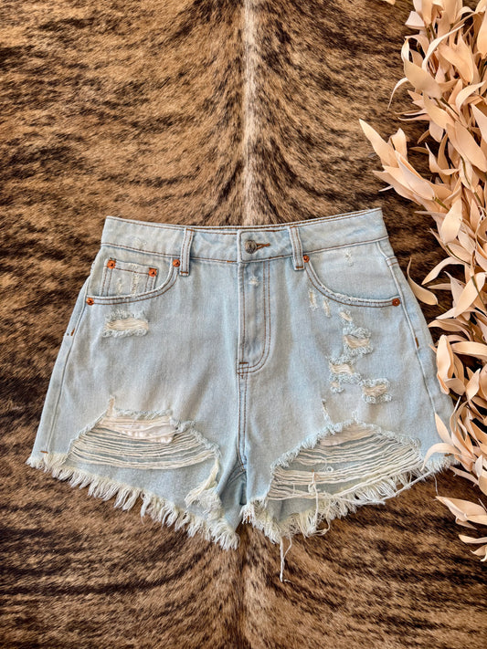 Like It Was Yesterday Light Wash Denim Shorts