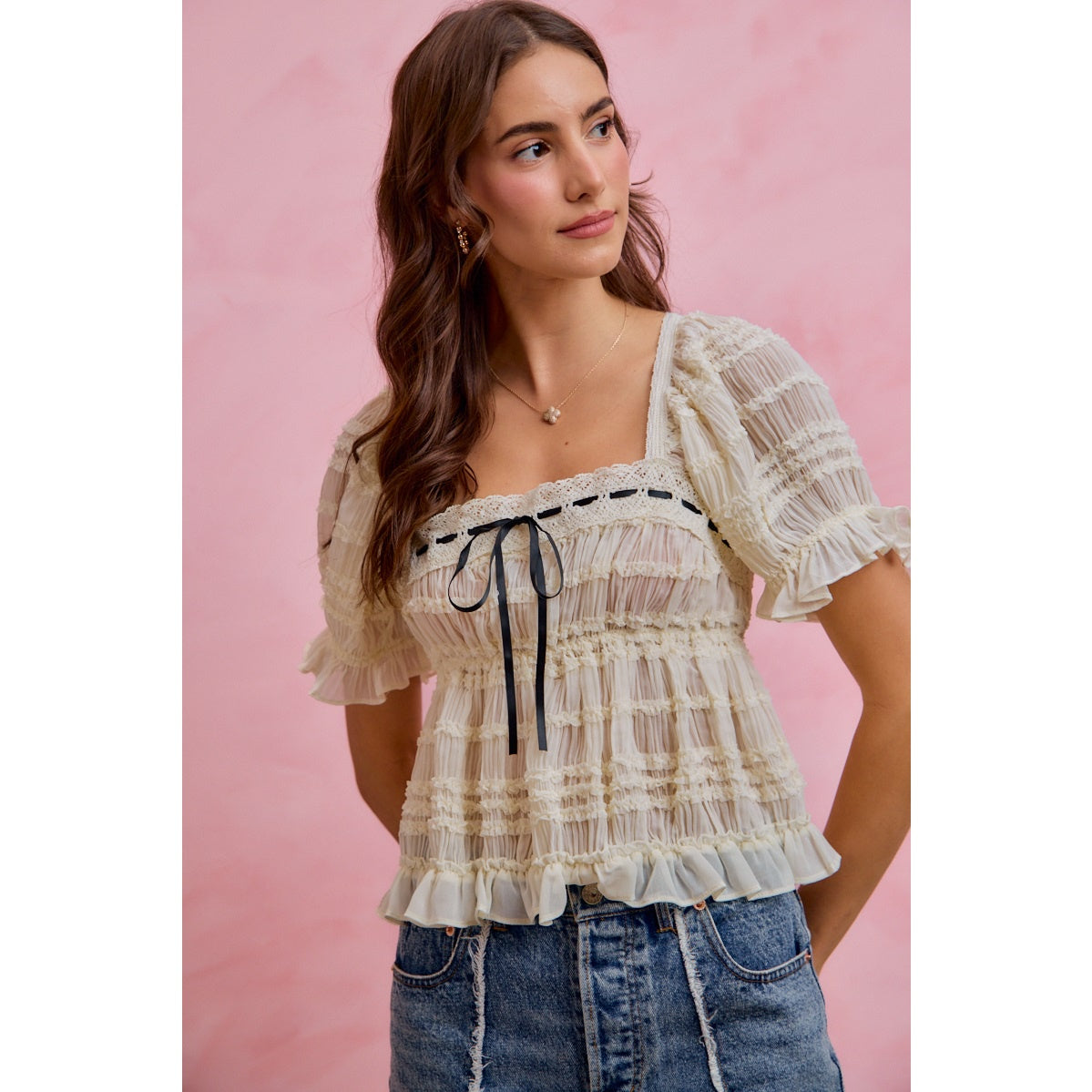 Couldn’t Be Me Cream Ruffled Blouse