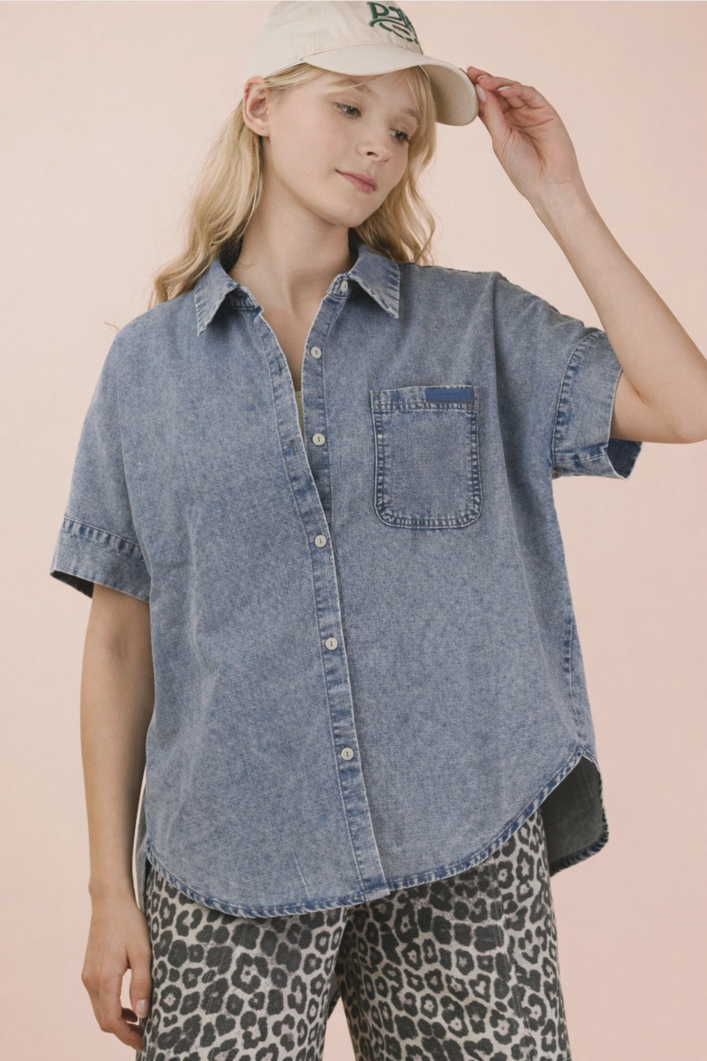 Coastal Cutie Medium Wash Chambray Top