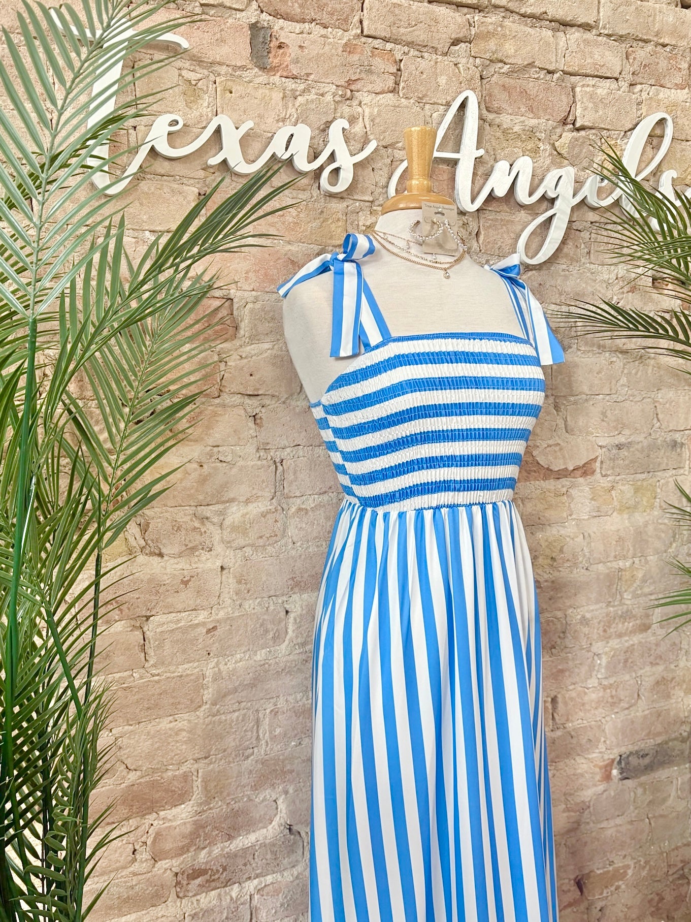 Ocean Eyed Señorita Blue Striped Maxi Dress