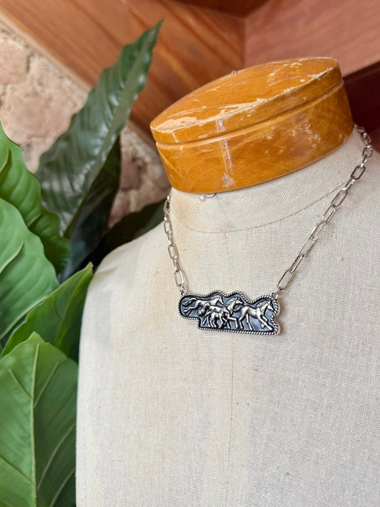 Wild Horses Silver Necklace