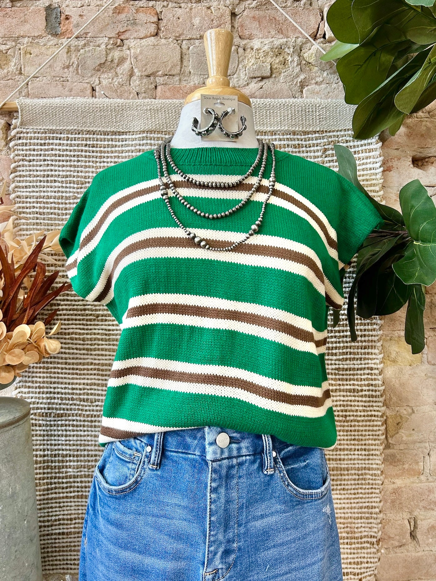 Keep It To Yourself Kelly Green Striped Sweater Top