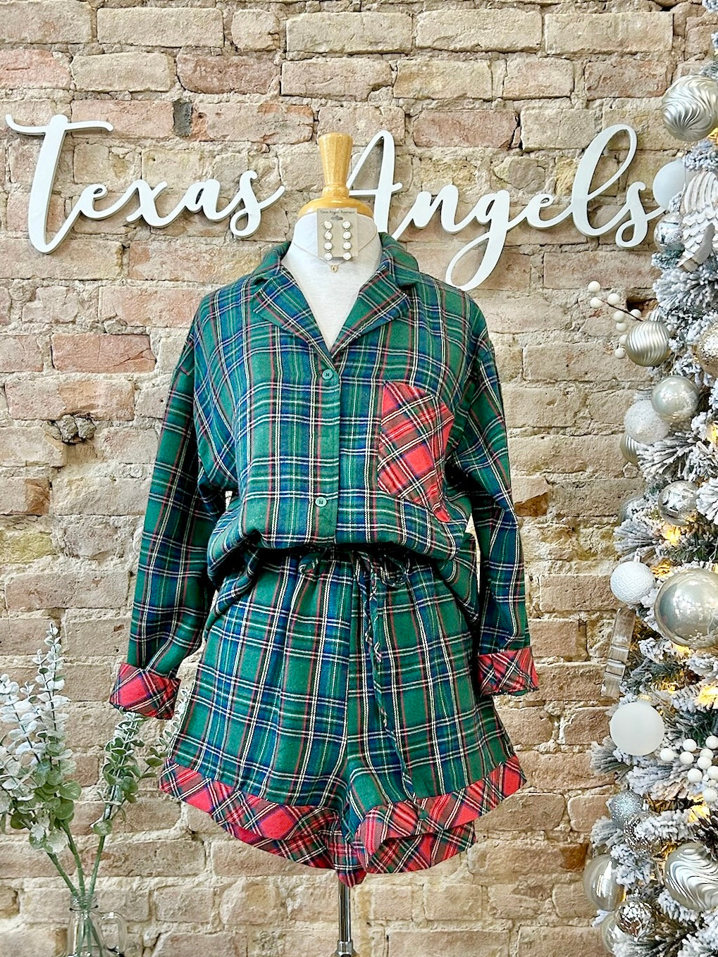 All I Want For Christmas Is Riley Green Plaid PJ Set