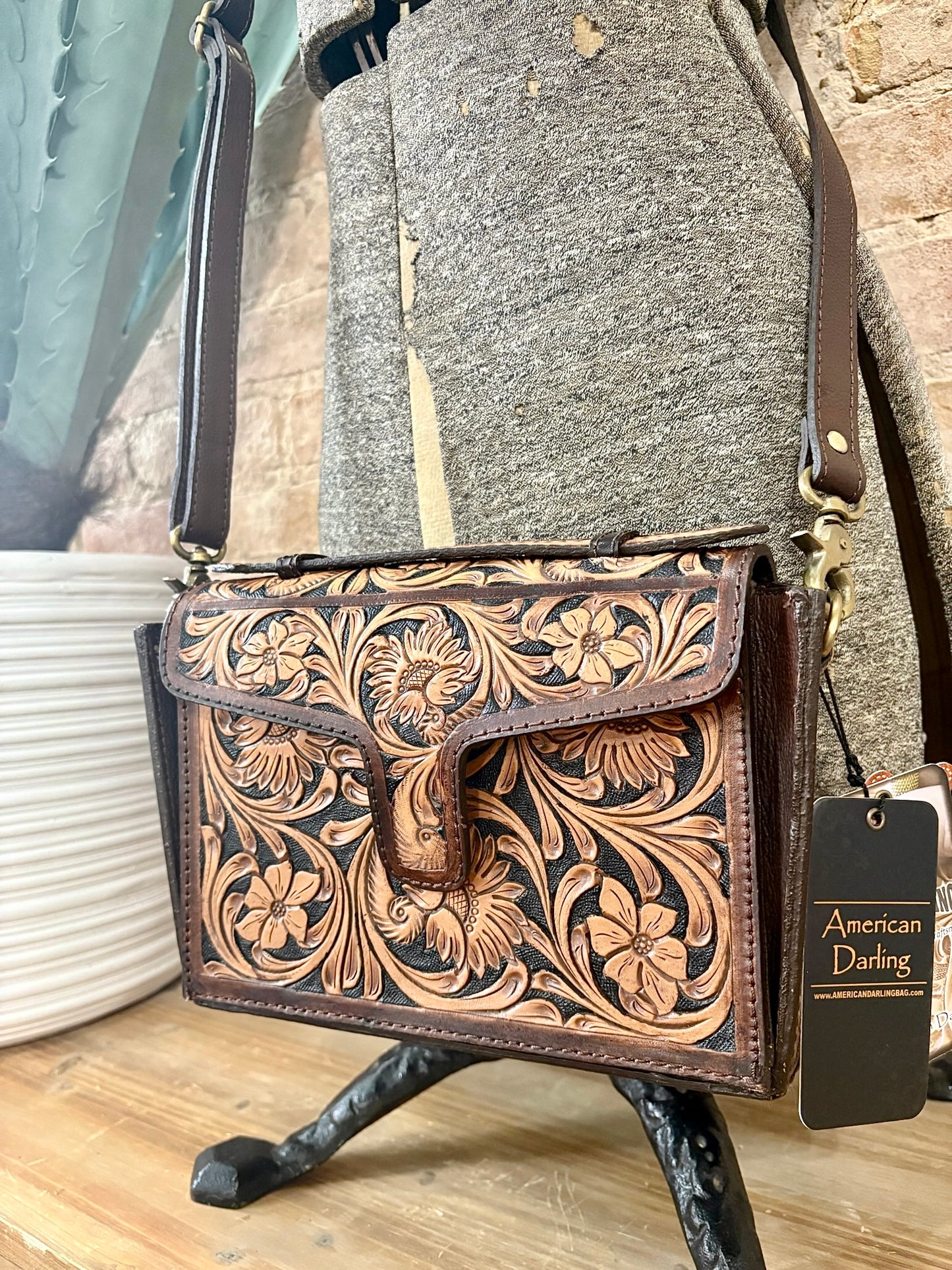 American Darling Tooled Leather Crossbody