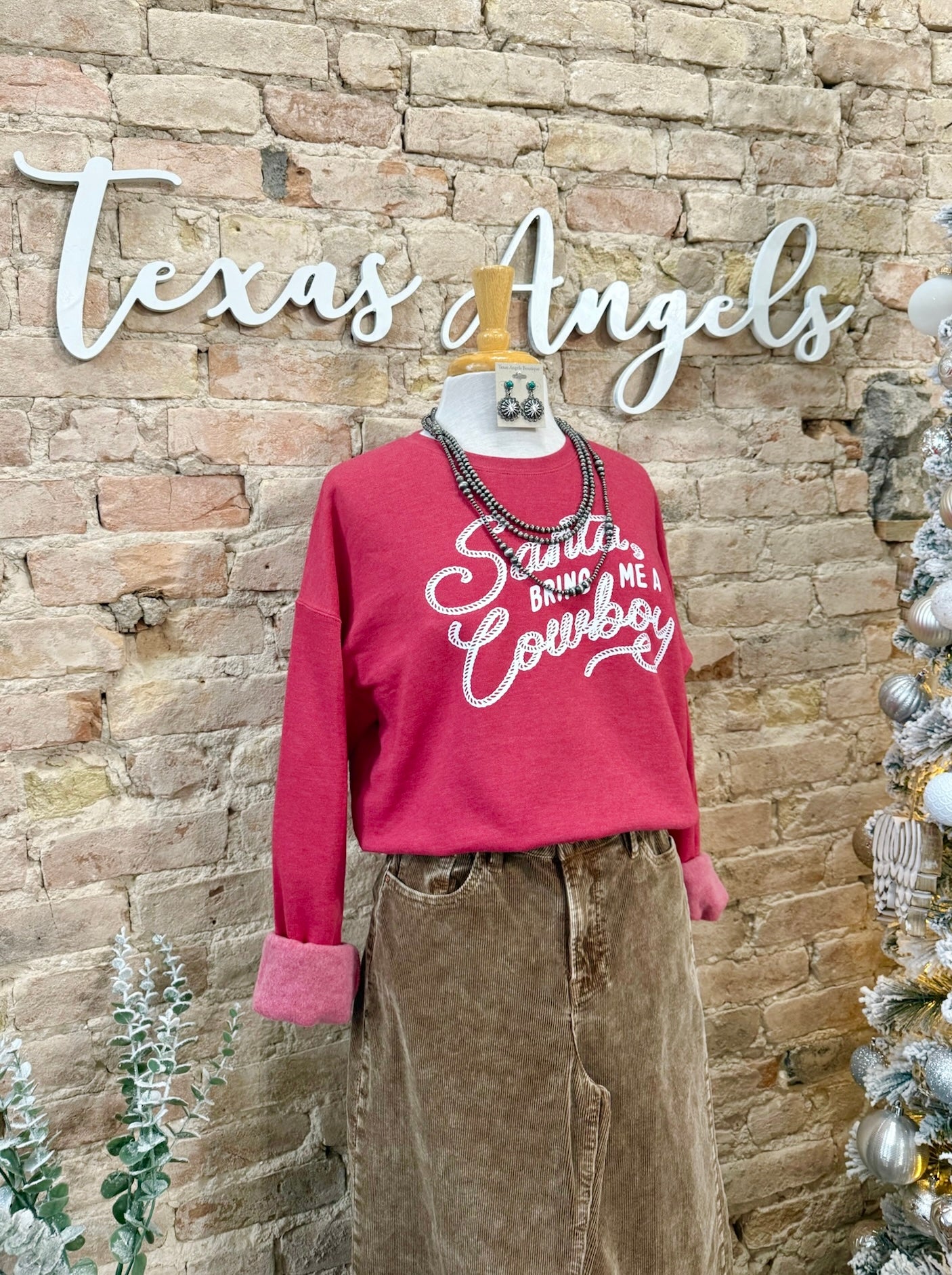 Santa, Bring Me A Cowboy Red Sweatshirt