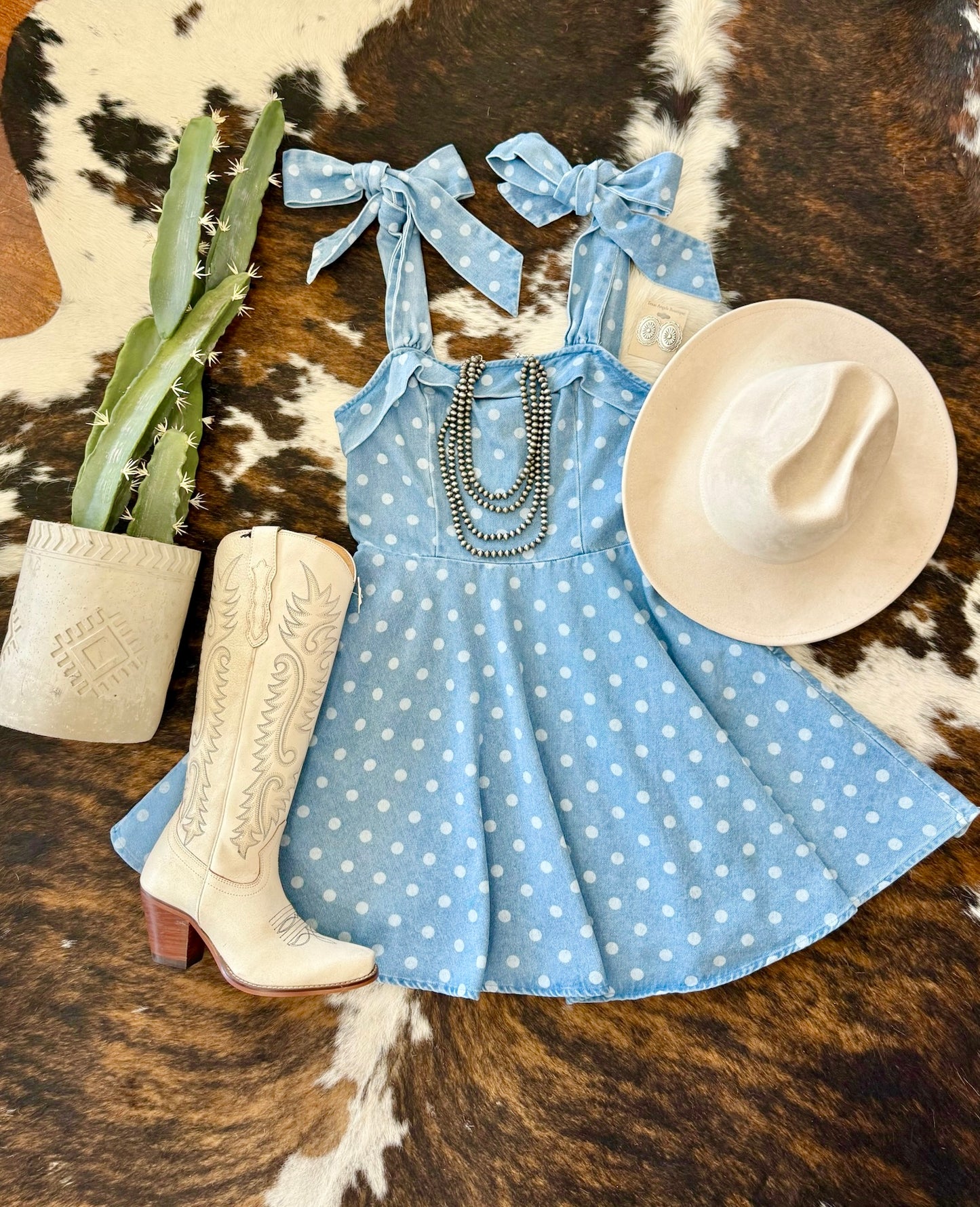 The Right Decision Polka Dot Denim Dress