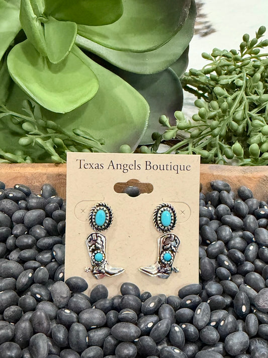 Turquoise Boots Silver Stud Set