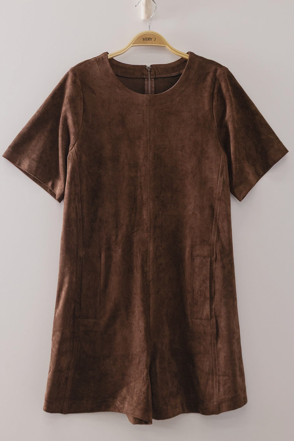 Fall Sunsets Brown Suede Romper