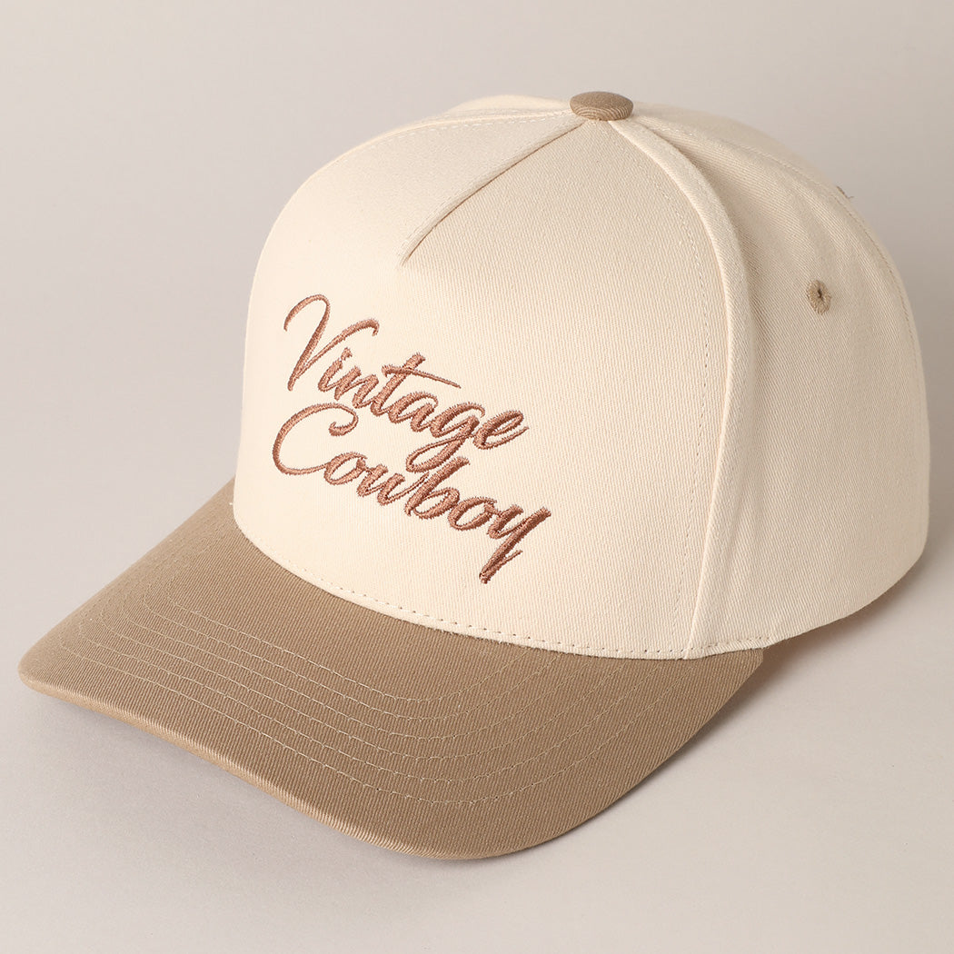 Vintage Cowboy Beige Embroidered Trucker Hat