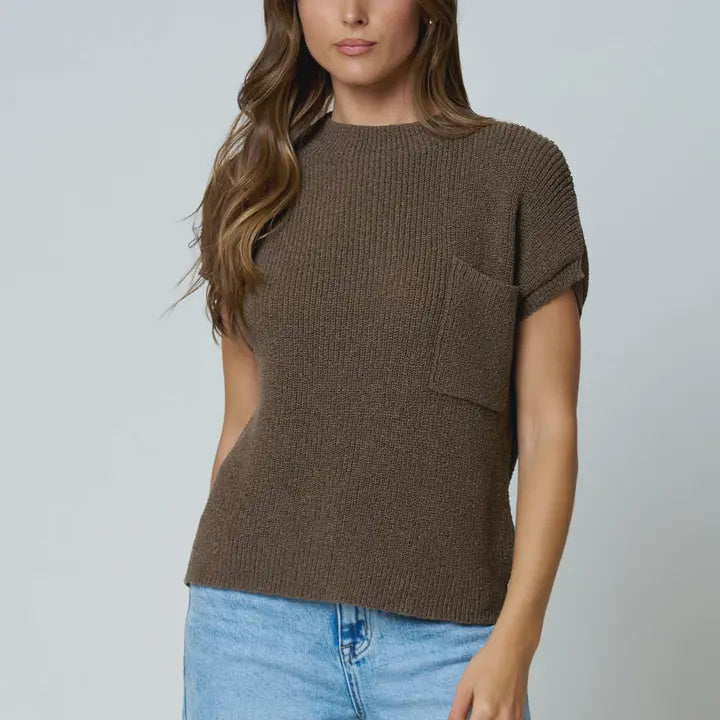 Nothing To See Here Brown Knit Sweater Top