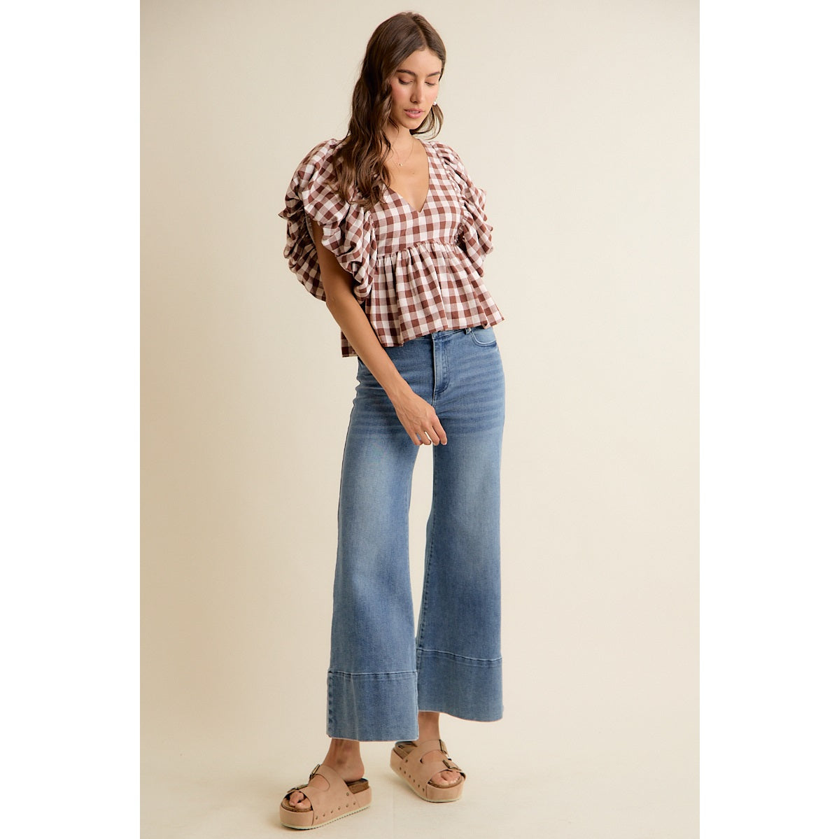 Bringing Back Memories Brown Gingham Blouse