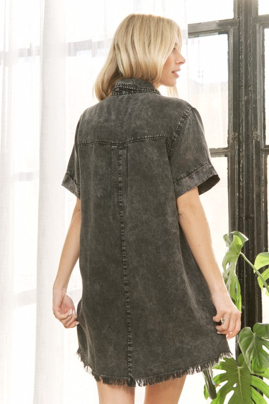 Black Betty Acid Wash Denim Dress