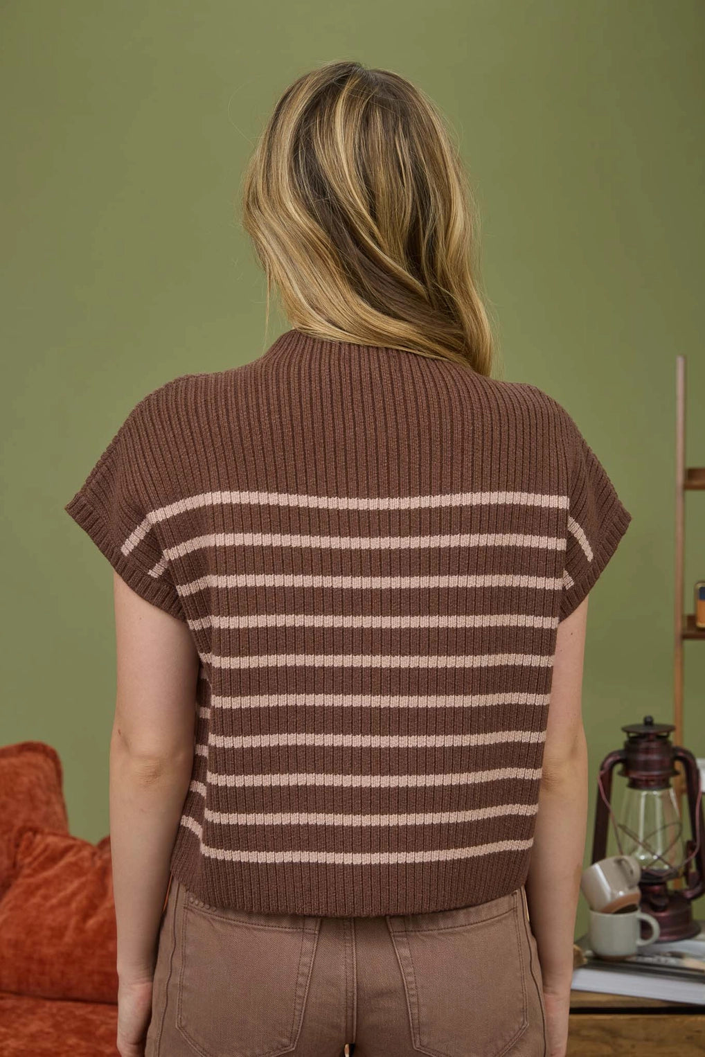 Sweet As Can Be Brown Striped Sweater Top