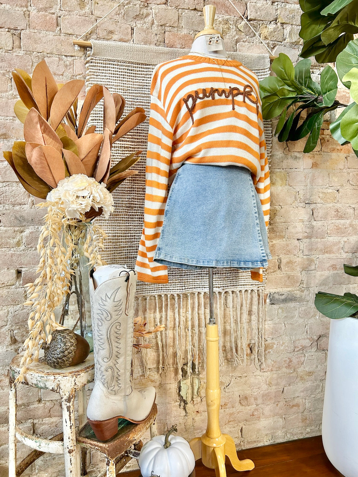 Pumpkin Spice & Everything Nice Orange Striped Sweater