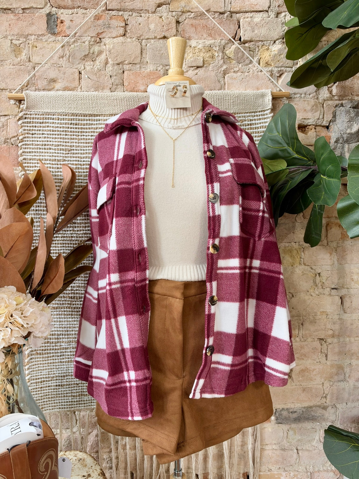 Bundle Up Burgundy Plaid Lined Shacket