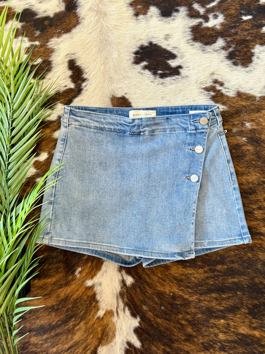 Dim The Lights Denim Risen Skort