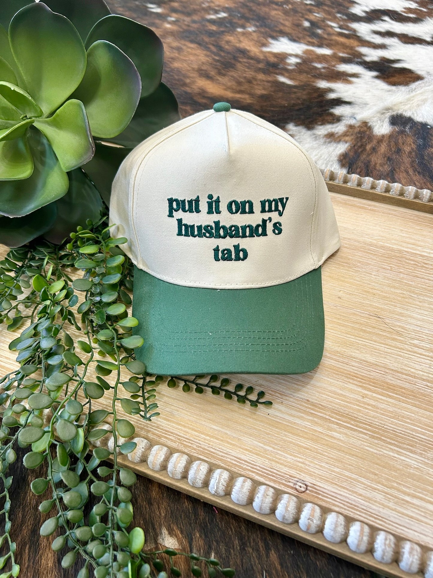 Put It On My Husbands Tab Green Trucker Hat