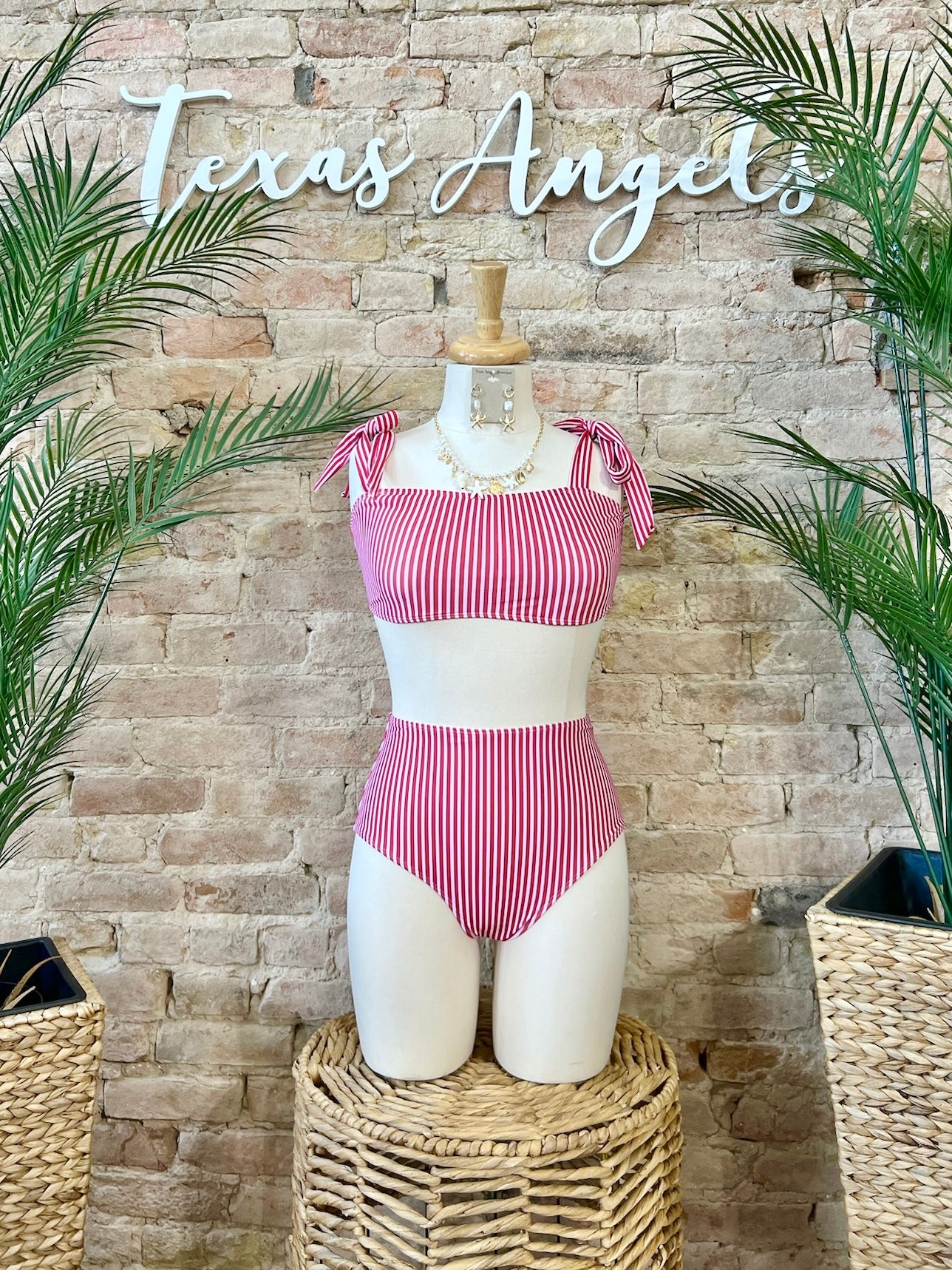 Beach Bum Red Striped Bikini