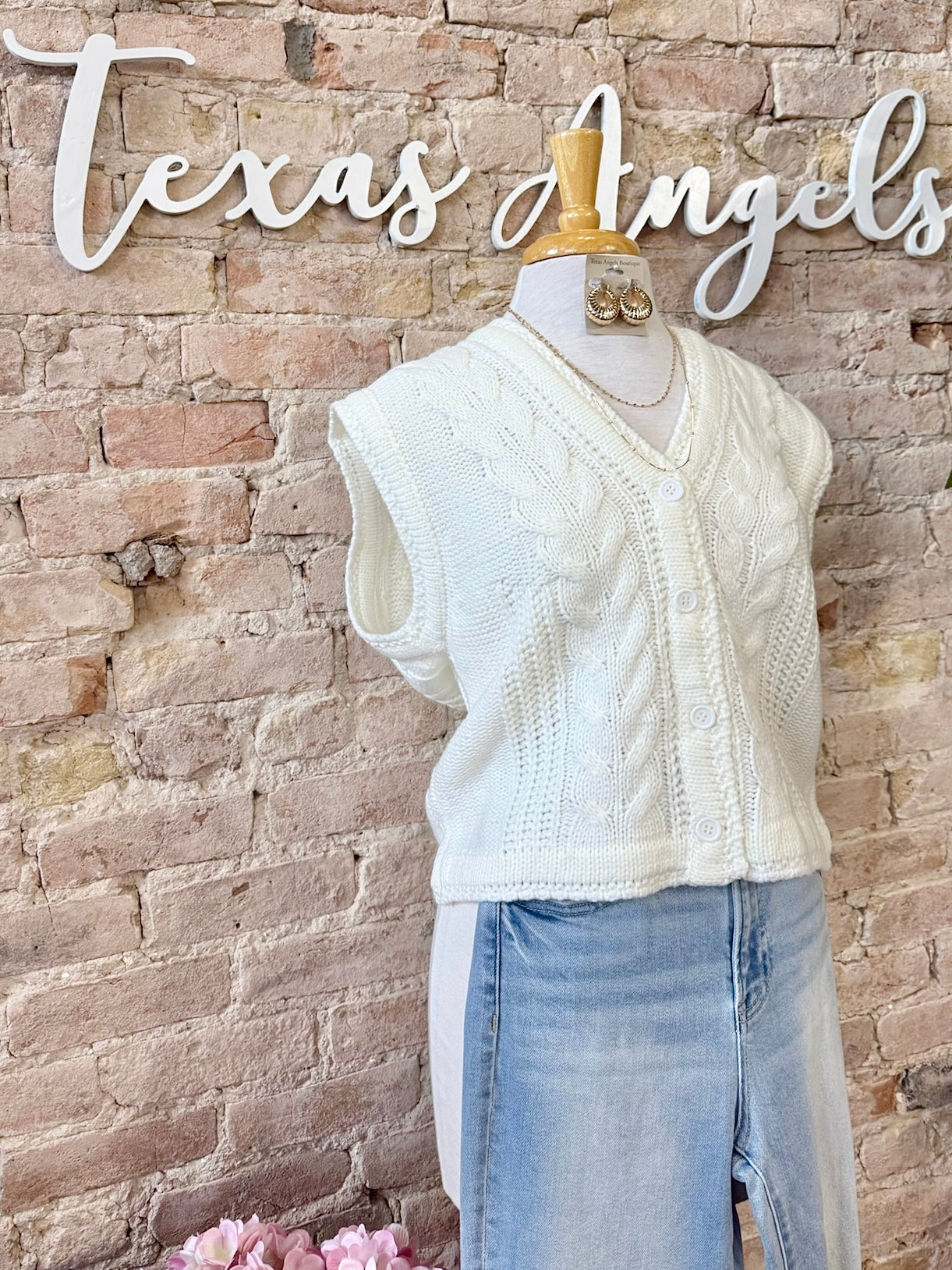 40% Off - I Can See Clearly Now Ivory Sweater Vest