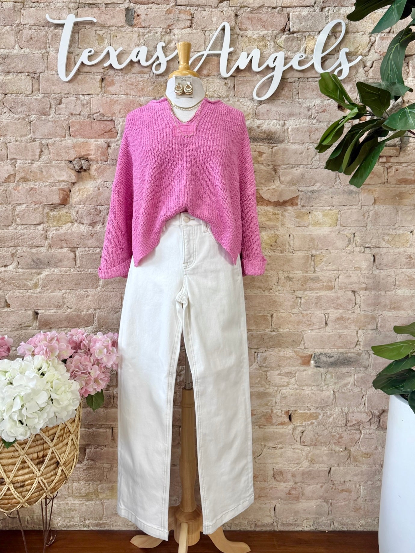 Kiss Me Suga Knit Pink Sweater Top