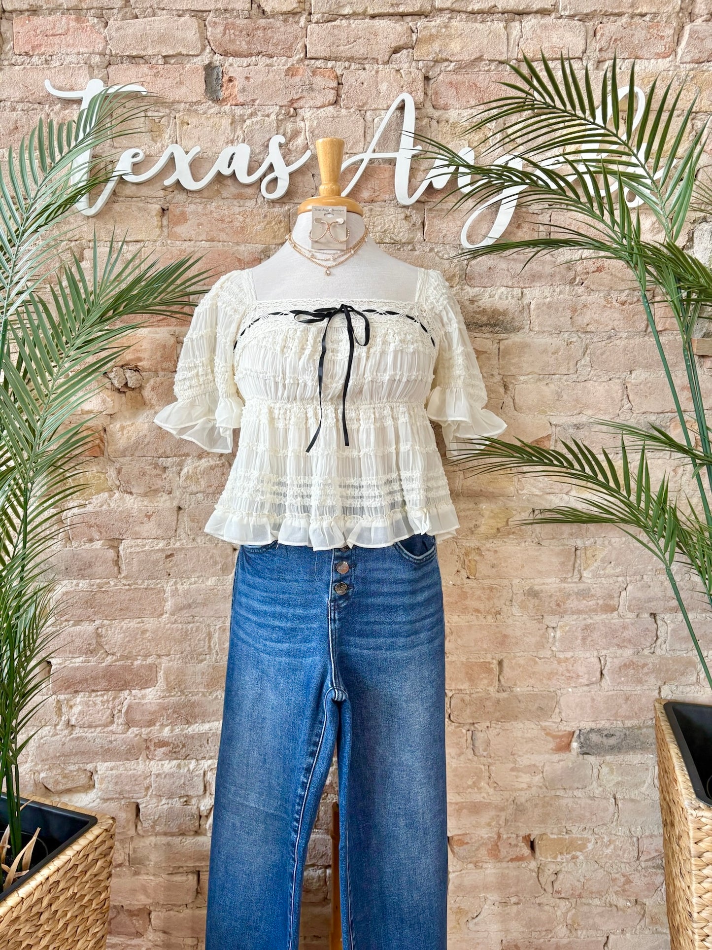 Couldn’t Be Me Cream Ruffled Blouse
