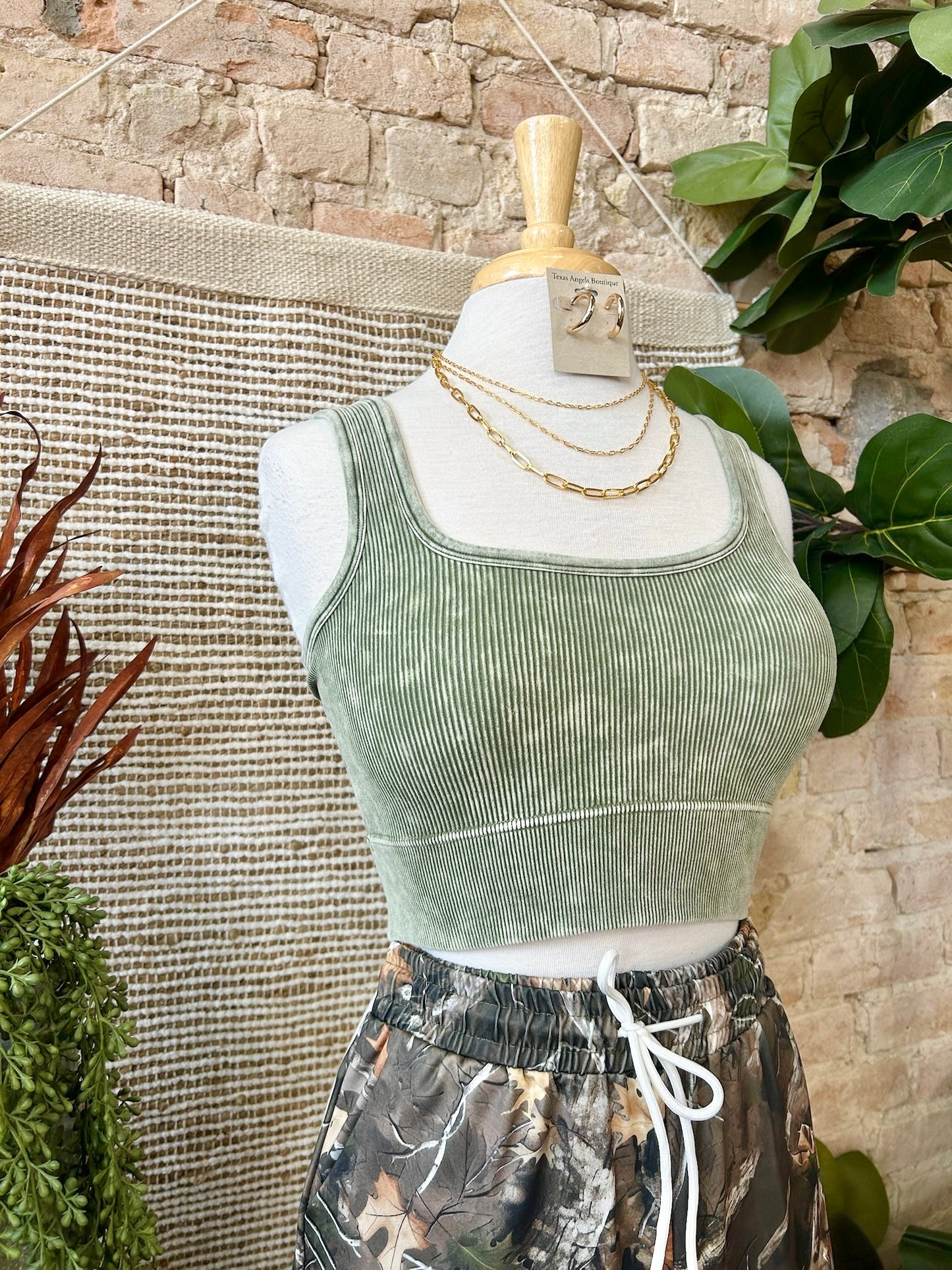 Simple Task Ash Olive Tank Top