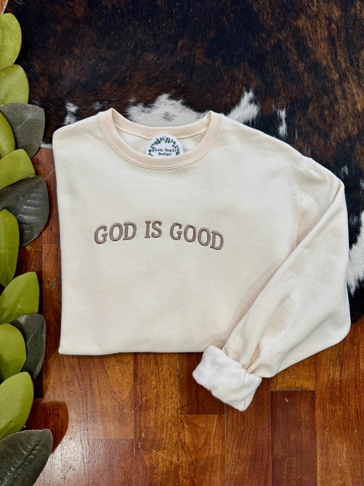RESTOCK Cream God Is Good Sweatshirt