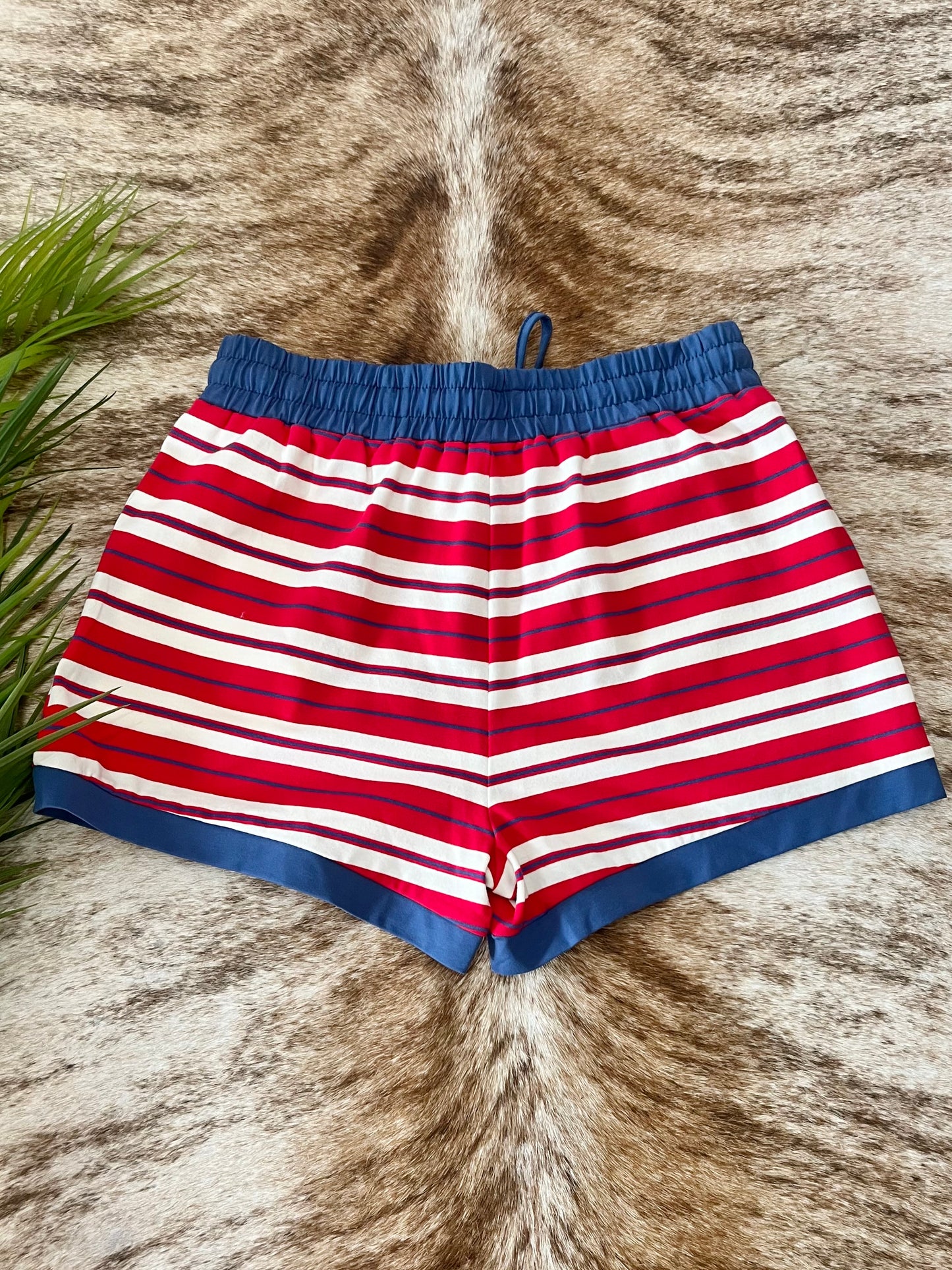 Of Texas Red & Blue Striped Shorts