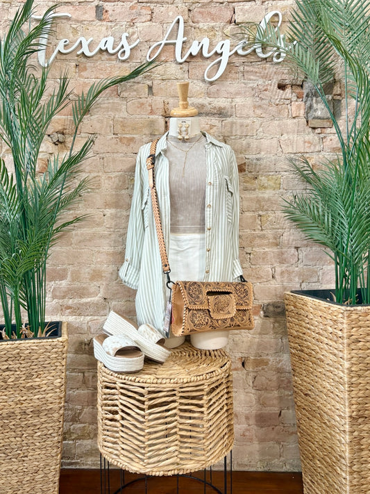 Chasin’ Sunshine Sage Striped Shirt