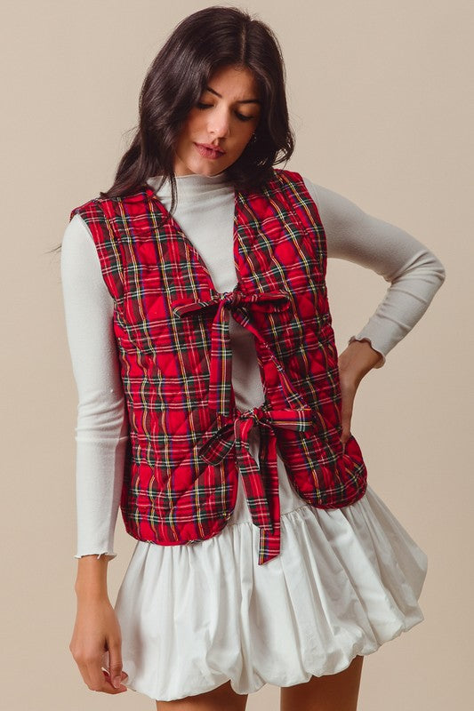 A Very Merry Christmas Red Plaid Quilted Vest
