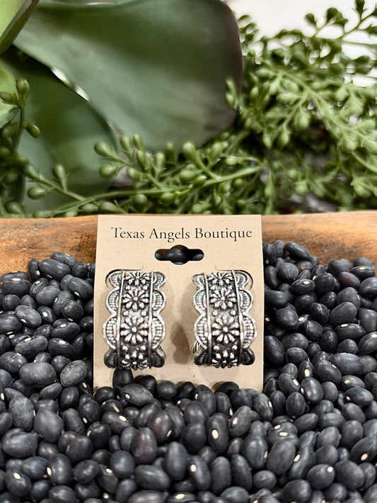 Silver Flower Post Earrings