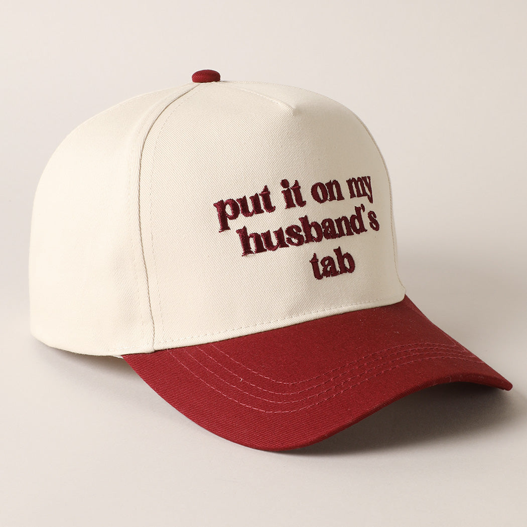 Put It On My Husbands Tab Burgundy Trucker Hat