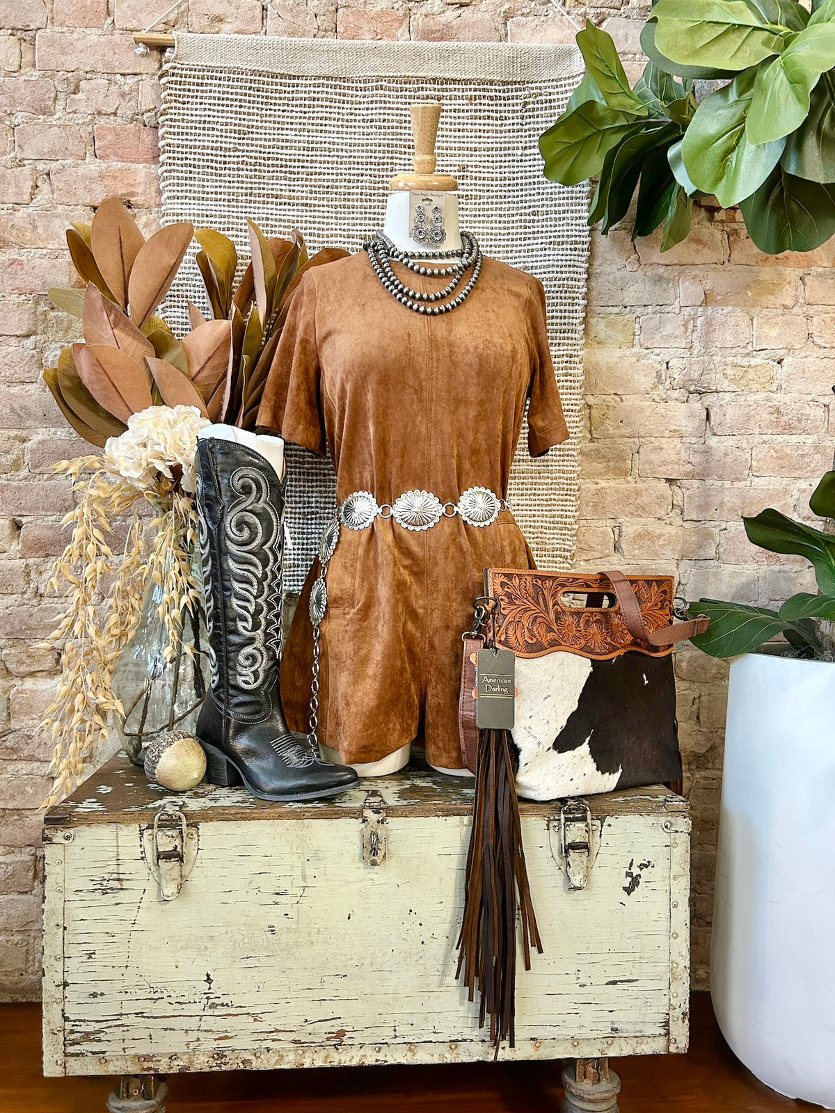 She Decided It Was Time Camel Suede Romper