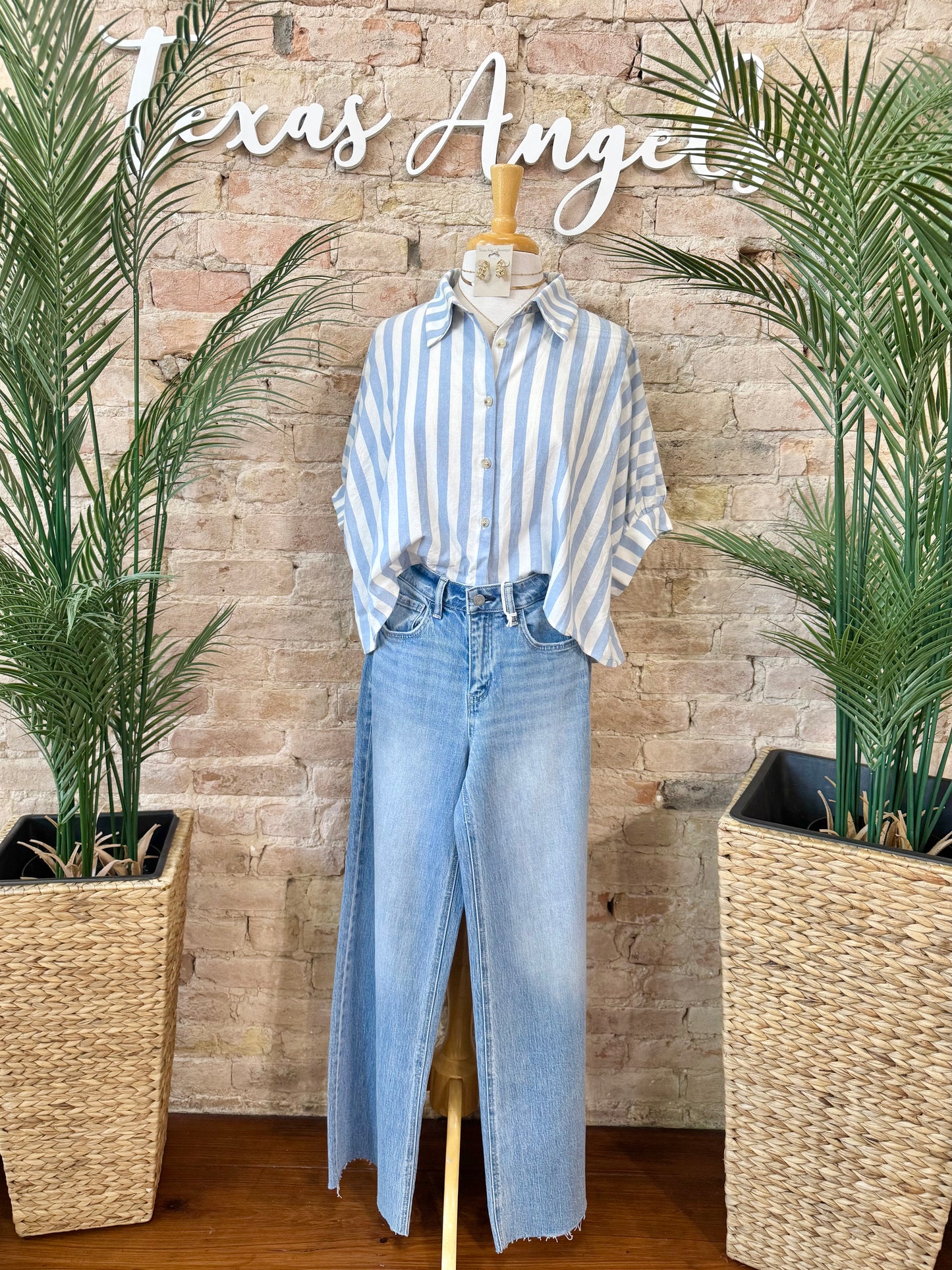 Seagulls & Sunsets Blue Striped Blouse