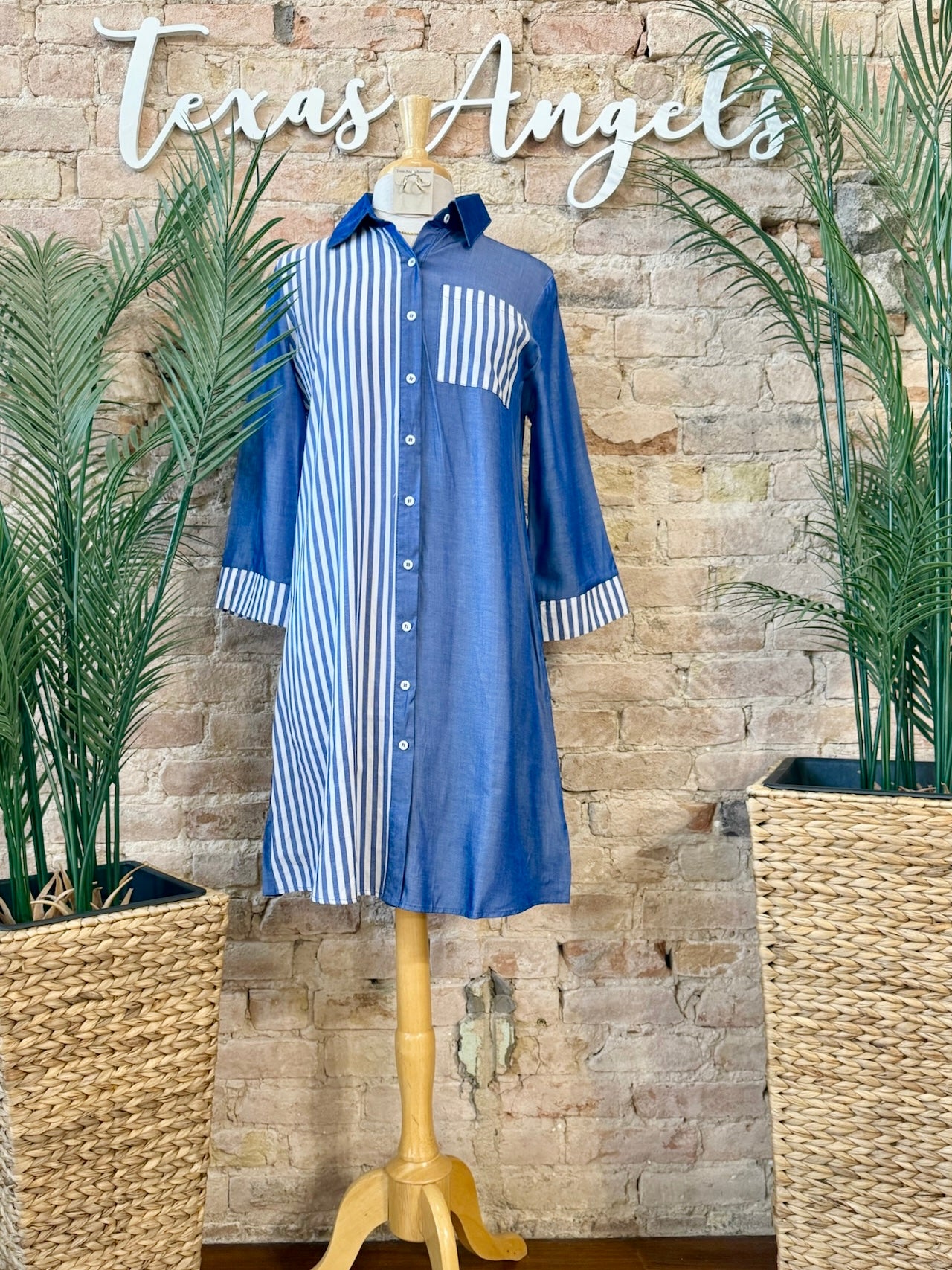 In Love With The Sun Chambray Striped Dress