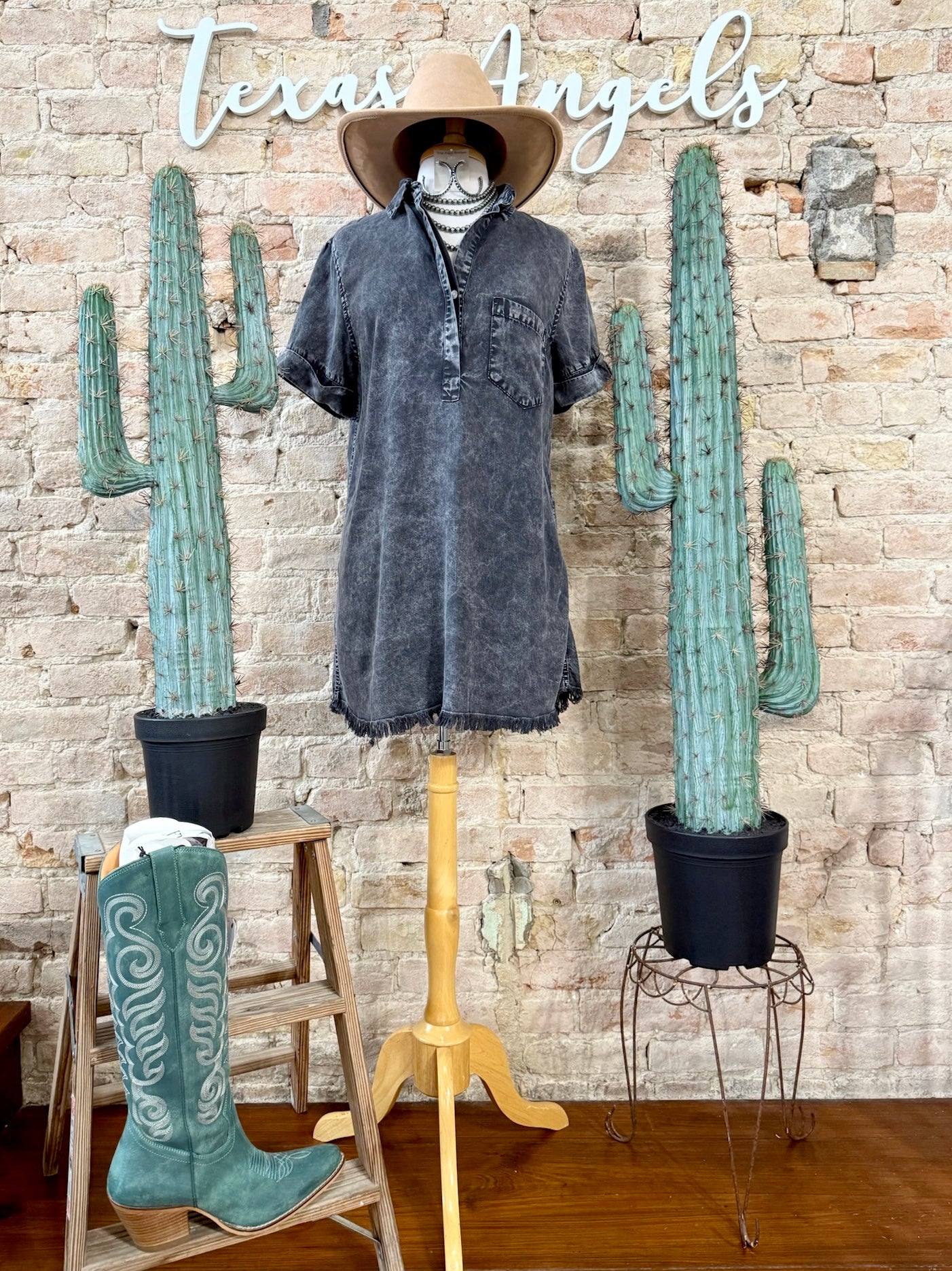 Black Betty Acid Wash Denim Dress