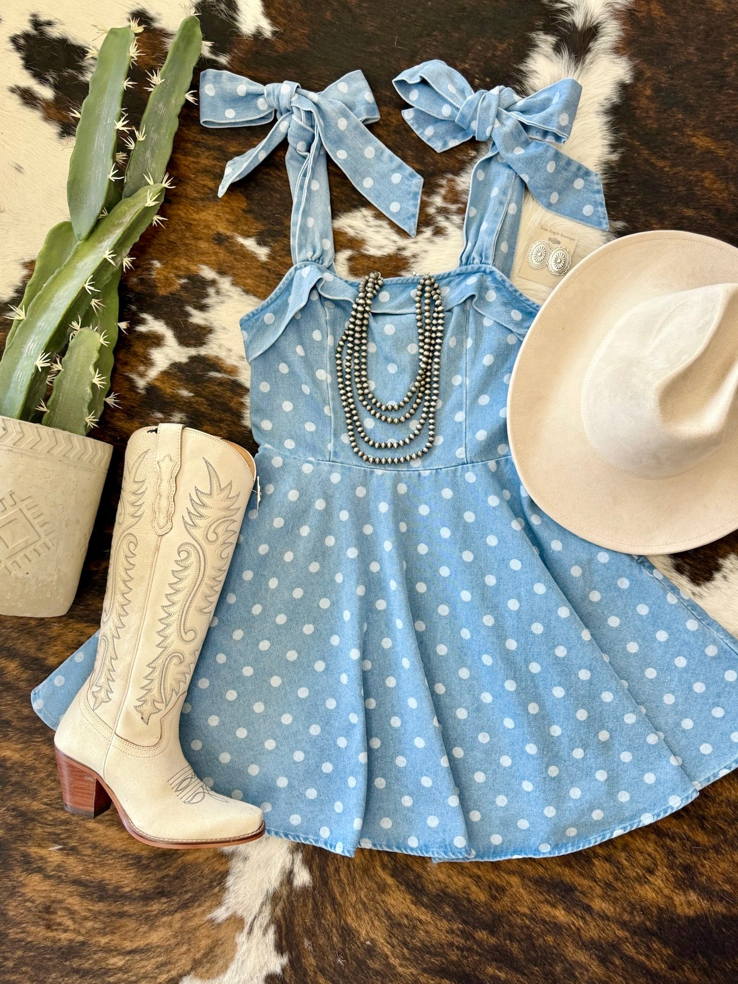 The Right Decision Polka Dot Denim Dress