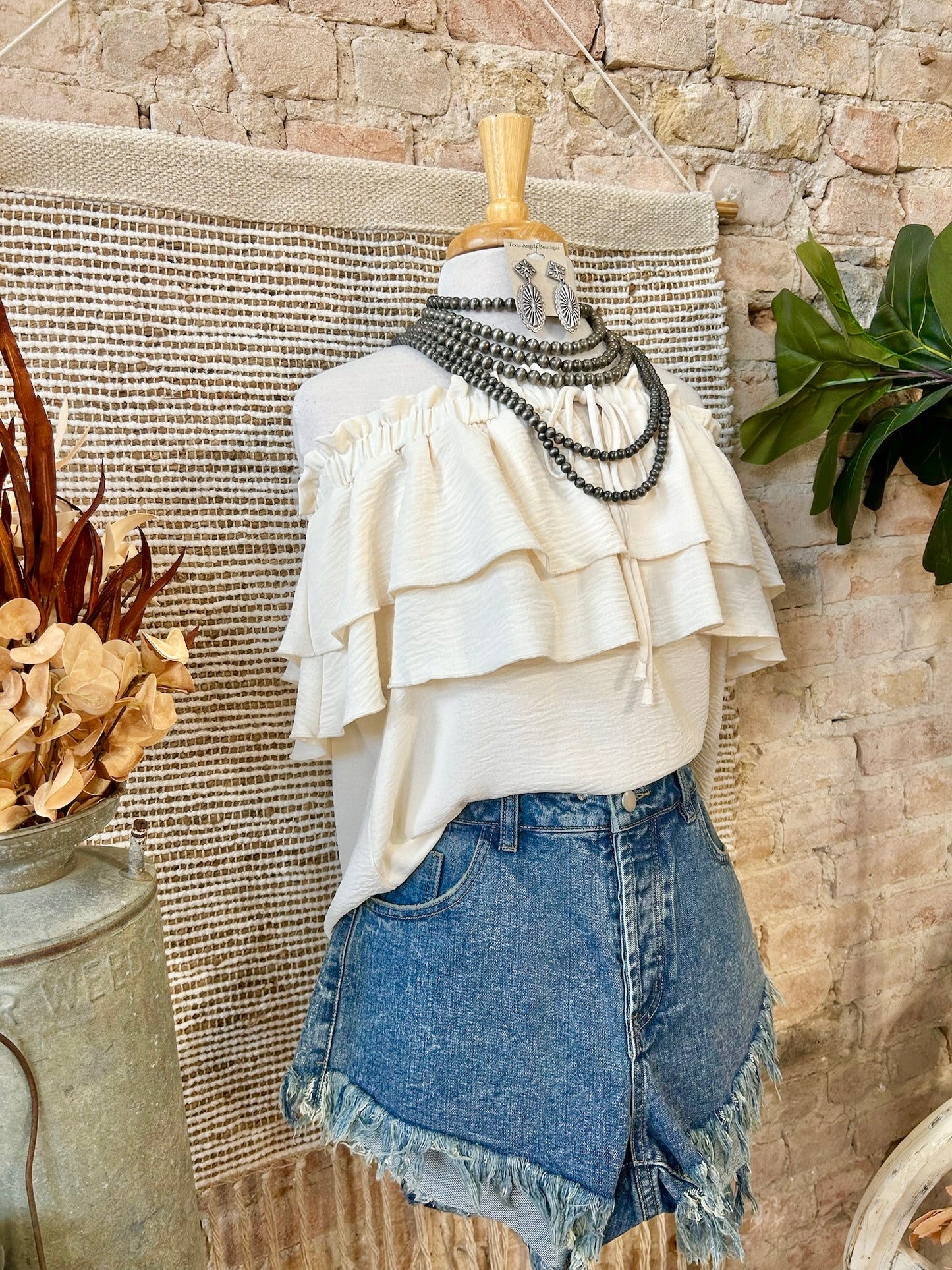 Been On My Mind Cream Off Shoulder Blouse