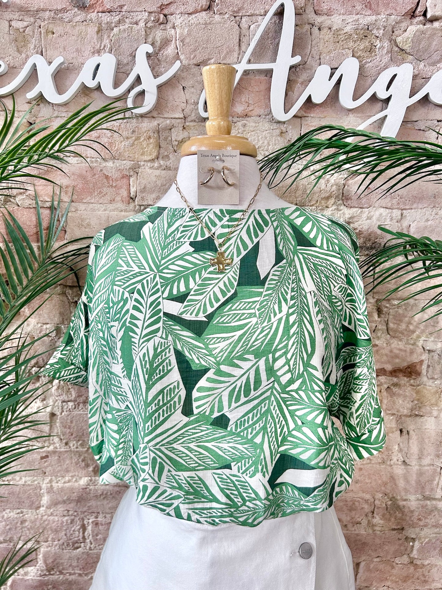 Outskirts Of Paradise Palm Tree Printed Blouse